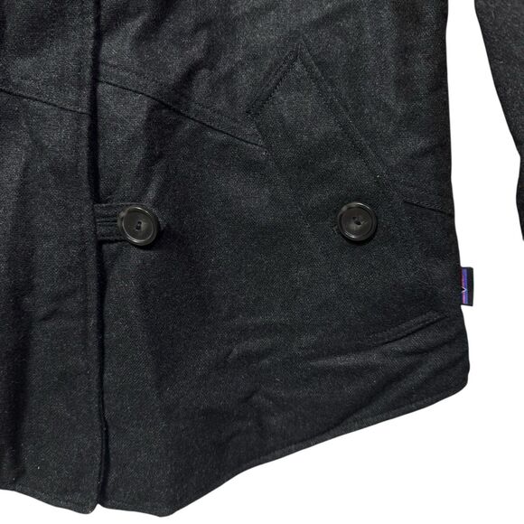 Patagonia Vegabunda Reversible Coat Jacket M Black Gray Merino Wool Blend Hooded - Picture 8 of 12